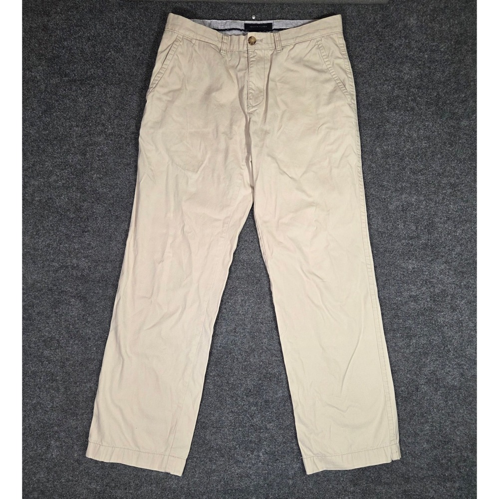 Tommy Hilfiger Mens Chino Pants Tan Khaki Straight Leg Flat Front Trousers 32x30
